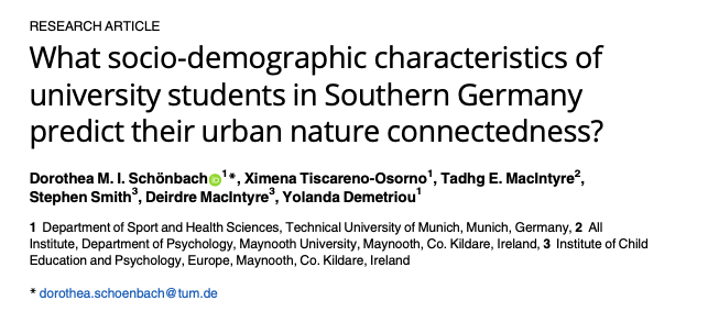 What socio- demographic characteristics of university students in Southern Germany predict their urban nature connectedness?