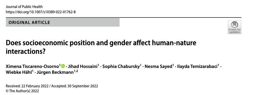 Does socioeconomic position and gender affect human-nature interactions?